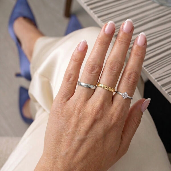 Designer Inspirierter Diamantschliff Ring, 925 Silber vergoldet, (Gr&ouml;&szlig;e 18.00) image number 2