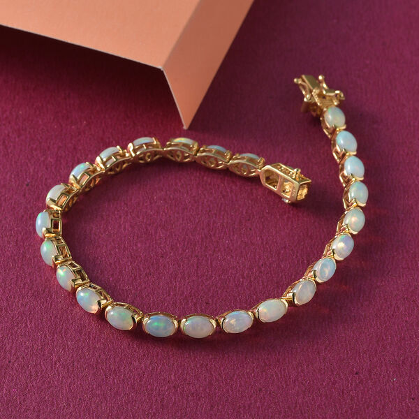 Nat&uuml;rliches, &auml;thiopisches Opal-Tennisarmband in Silber image number 2