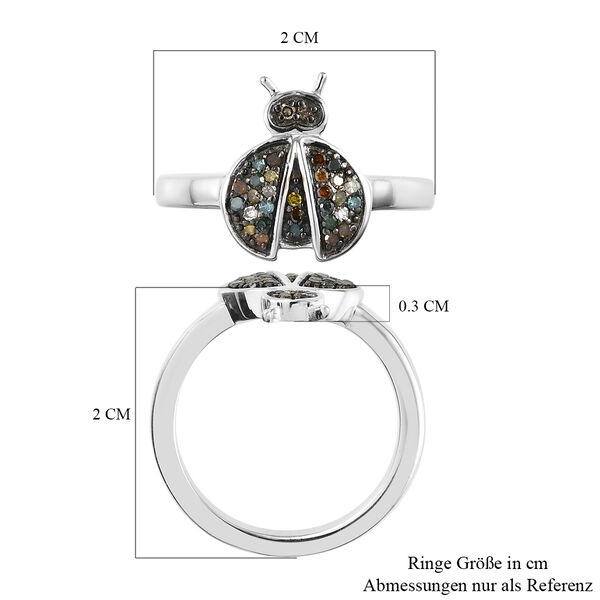 Blauer Diamant I4, Natürlicher Champagner Diamant Ring 925 Silber Platin-Überlagerung ca. 0,19 ct. image number 7