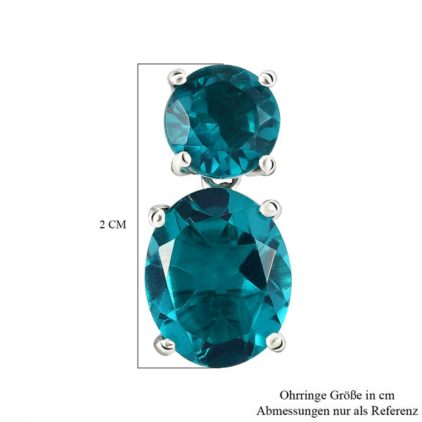 Capri-Blau Triplett Quarz-Ohrringe, 925 Silber platiniert ca. 10.07 ct image number 5