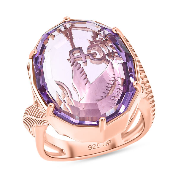 GP - AA Rose De France Amethyst, Kanchanaburi Blauer Saphir Ring 925 Silber 750 Ros&eacute;gold vermeil (Gr&ouml;&szlig;e 17.00) ca. 17,36 ct image number 5