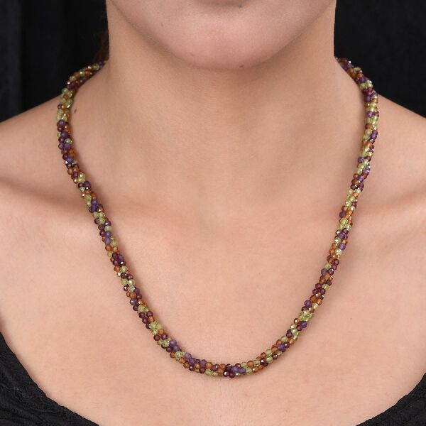 Mehrfarbig Edelsteine Halskette 50 cm Lange 925 Silber ca. 100,00 ct image number 5