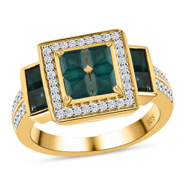 Grandidierit und Zirkon-Ring, 925 Silber Gelbgold Vermeil  ca. 1,58 ct image number 4