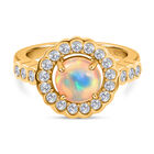 Natürlicher Äthiopischer Opal und Zirkon Halo Ring 925 Silber 585 Vergoldet image number 0