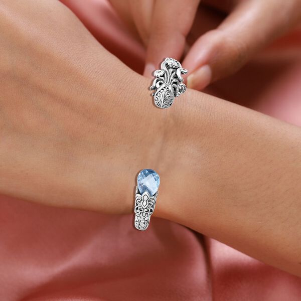 Royal Bali - Himmelblauer Topas Armreif, ca. 19 cm, 925 Silber ca. 7.00 ct image number 3