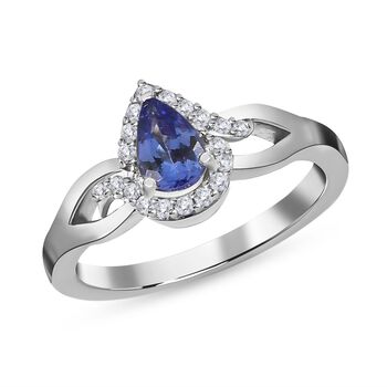 AAA Tansanit und Zirkon Ring - 0,57 ct.