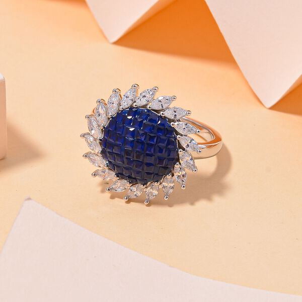 Blauer und weißer Zirkonia Halo Ring image number 2