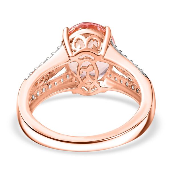 AAA Rosa Morganit, Padparadscha Saphir und Diamant Ring in 375 Roségold - 3,96 ct. image number 6