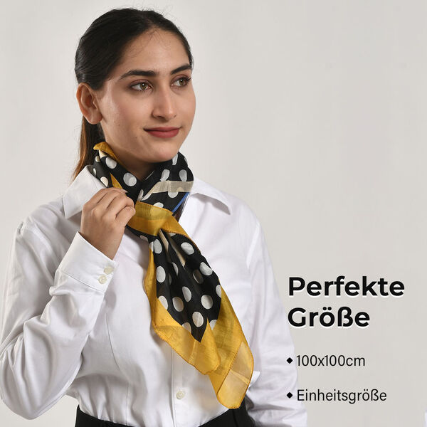 Geschmeidiger, luxuri&ouml;ser 100% Seidenschal, 100 x 100 cm, Schwarz image number 3