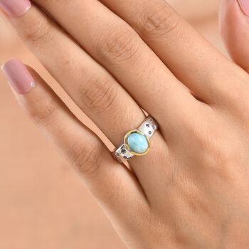 D'Joy Larimar, Mehrfarbig Saphir Ring 925 Silber Rhodiniert und 750 Gelbgold Vermeil (Gr&ouml;&szlig;e 19.00) ca. 2,55 ct