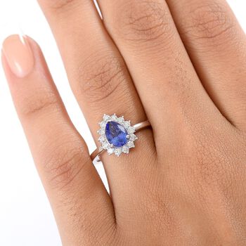 LUXURIANT AAA Tansanit und Labor Diamant Ring 417 Wei&szlig;gold - 1,50 ct.