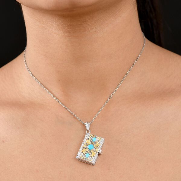 AA Sleeping Beauty Türkis heiliger Bibel-Anhänger mit 45cm Kette - 0,72 ct. image number 3