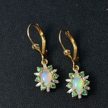 AA Nat&uuml;rliche, &auml;thiopische Welo Opal, Tsavorit Granat und Moissanit Ohrringe - 1,61 ct.