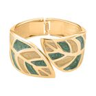 Emaille-Armband in Grün und Creme mit Blattmuster, ca. 17 cm