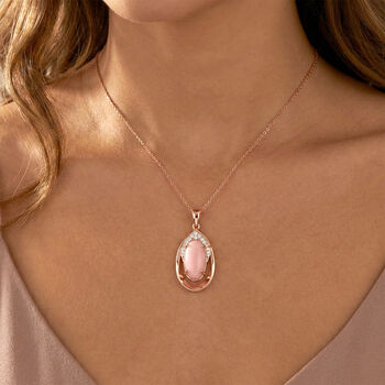 D'Joy AA Rosa Opal, Wei&szlig;er Zirkon Schmuckset ca. 50 cm 925 Silber 750 Ros&eacute;gold Vermeil ca. 4,96 ct.