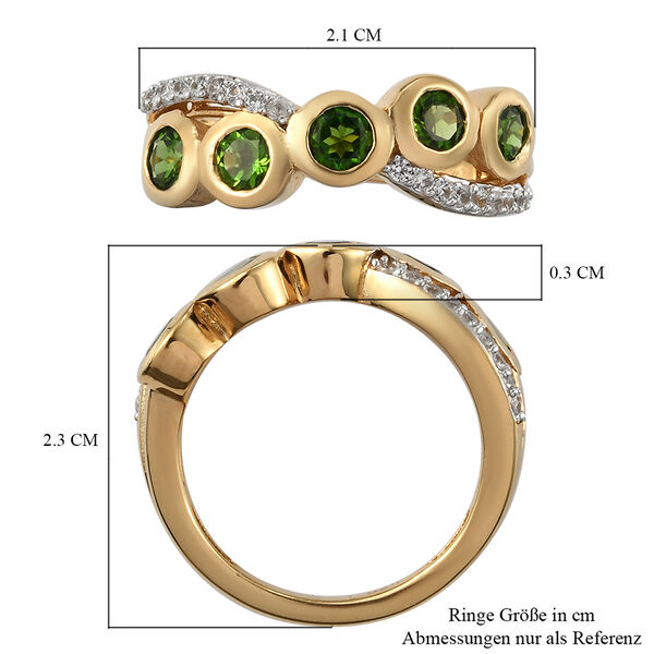 Nat&uuml;rlicher Chromdiopsid und Zirkon Ring 925 Silber vergoldet  ca. 1,18 ct image number 7