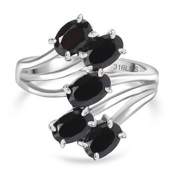 Schwarzer Spinell Ring Edelstahl (Gr&ouml;&szlig;e 16.00) ca. 2,84 ct