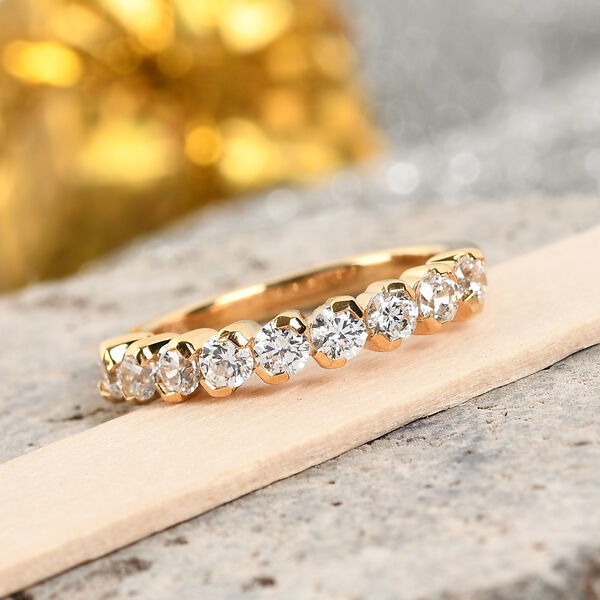 LUSTRO STELLA Hergestellt mit ZIRKONIA Band Ring 925 Silber 585 Vergoldet (Größe 16.00) ca. 1,50 ct image number 2