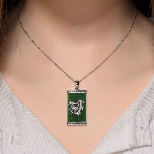Grüne Jade Schmuckset 925 Silber platiniert, 925 Silber rhodiniert ca. 17,24 ct. image number 1