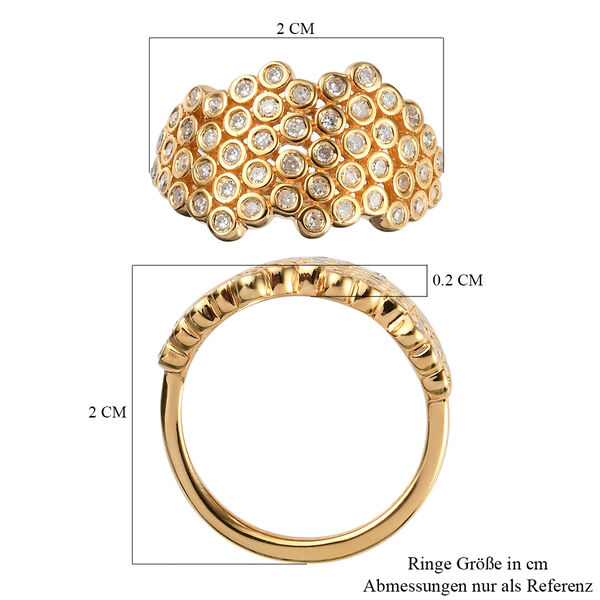 Diamant Bienenwaben Ring, 925 Silber Gelbgold Vermeil  ca. 0,50 ct image number 7
