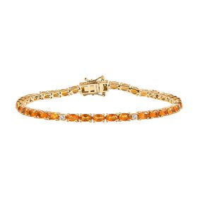 D'Joy AA Feueropal, Moissanit Armband ca. 20 cm 925 Silber 750 Gelbgold Vermeil ca. 5,42 ct.