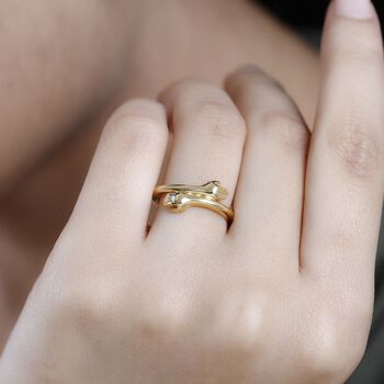 Wei&szlig;er Diamant Ring, 925 Silber vergoldet, (Gr&ouml;&szlig;e 16.00) ca.