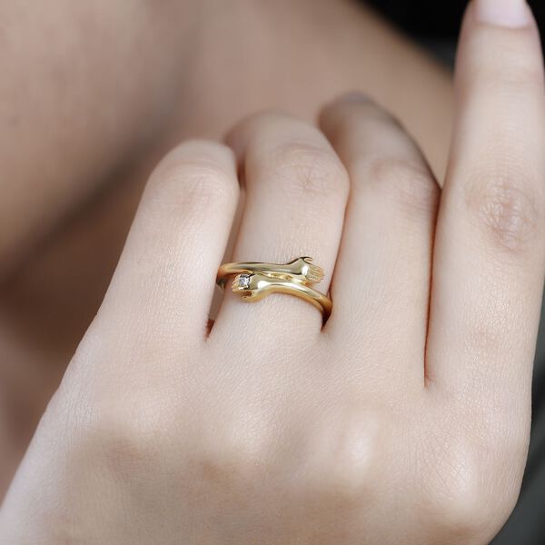 Wei&szlig;er Diamant Ring, 925 Silber vergoldet, (Gr&ouml;&szlig;e 16.00) ca. image number 3