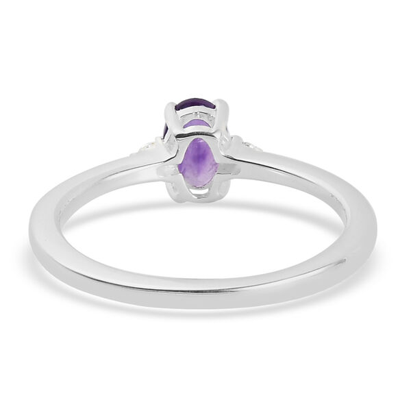 Afrikanischer Amethyst und Weißer Simulierter Diamant Ring 925 Silber  ca. 0,49 ct image number 6