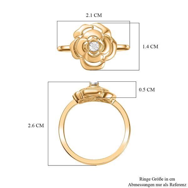 Weißer Diamant P Rosendesign-Ring, 925 Silber 750 Gelbgold Vermeil (Größe 21.00) image number 7
