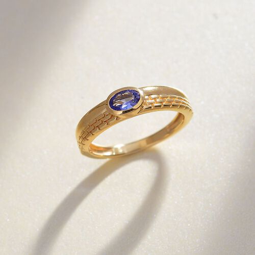 D’joy Tansanit Ring 925 Silber 750 Gelb Vergoldet (Größe 17.00) ca. 0,44 ct image number 1