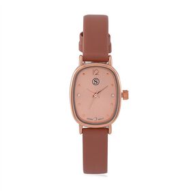 STRADA PC21S Uhr mit Japanischem Uhrwerk, Roségoldfarbenem Gehäuse und Kaffeebraunem PU-Armband
