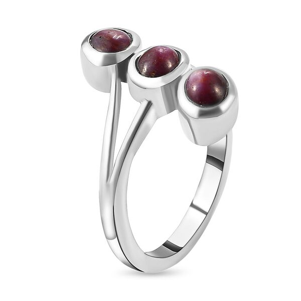 Sternrubin 3-Stein-Ring, 925 Silber platiniert  ca. 2,41 ct image number 5