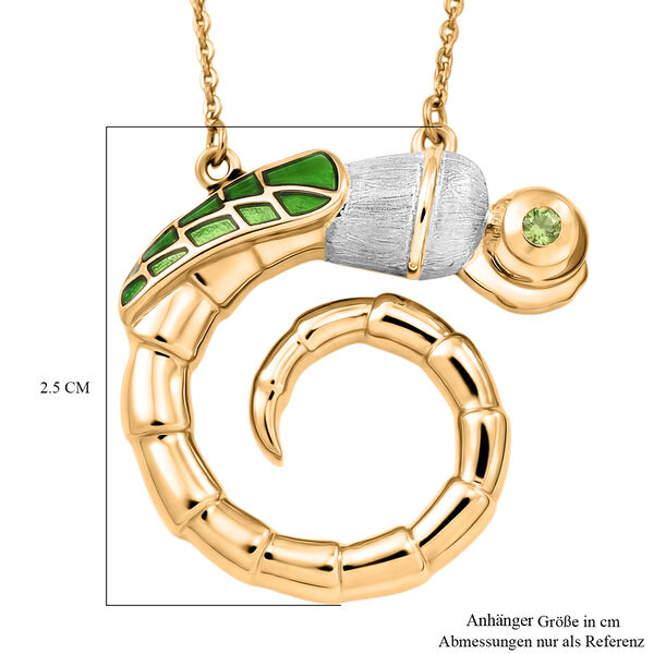 GP - AA Peridot, Kanchanaburi Blauer Saphir Halskette ca. 45 cm 925 Silber 750 Vergoldet 0.11 ct image number 5