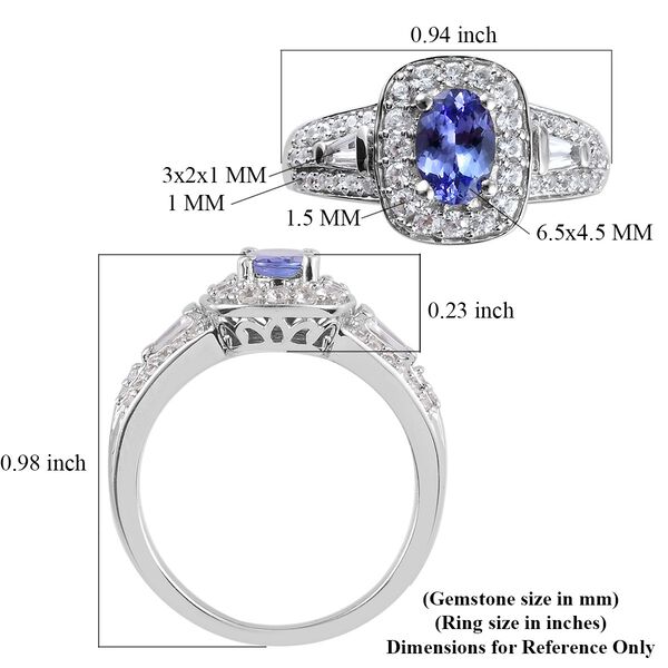 Tansanit Ring 925 Silber Platin-Überzug image number 6