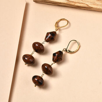 EVER TRUE Mahagoni-Jaspis Ohrringe 316L Edelstahl 750 Vergoldet ca. 40.00 ct