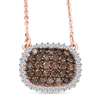 D'Joy Nat&uuml;rlicher Champagner Diamant Halskette ca. 50 cm 925 Silber 750 Ros&eacute;gold Vermeil