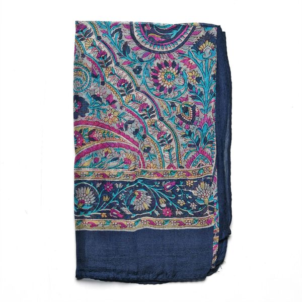 Geschmeidiger Luxuri&ouml;ser 100% Seidenschal, dunkelblau image number 9