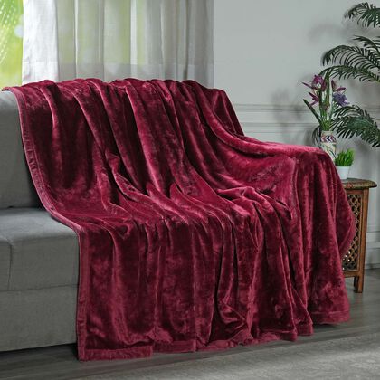 Premium Kuscheldecke aus 100% Mikrofaser, 450 gsm, Gr&ouml;&szlig;e: 150x220 cm, burgund