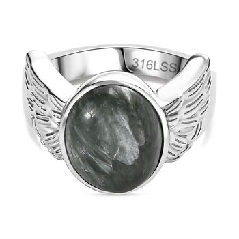 Sibirischer Seraphinite Ring Edelstahl (Gr&ouml;&szlig;e 16.00) ca. 4,76 ct