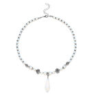 Opalith Halskette, ca. 45 cm, silberfarben ca. 101,00 ct