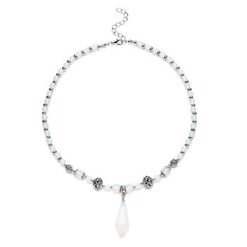 Opalith Halskette, ca. 45 cm, silberfarben ca. 101,00 ct