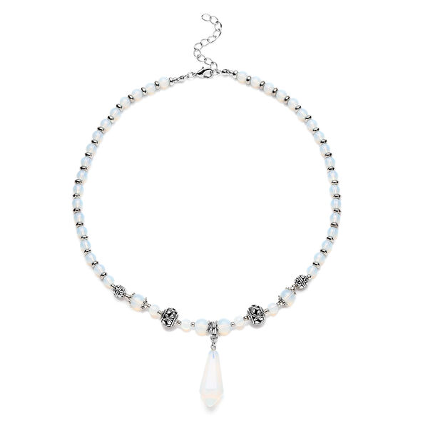 Opalith-Halskette in Silberton