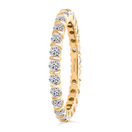 Lab Grown Diamant SI-GH Ring 925 Silber 750 Gelbgold Vermeil (Größe 18.00) ca. 1,00 ct image number 4