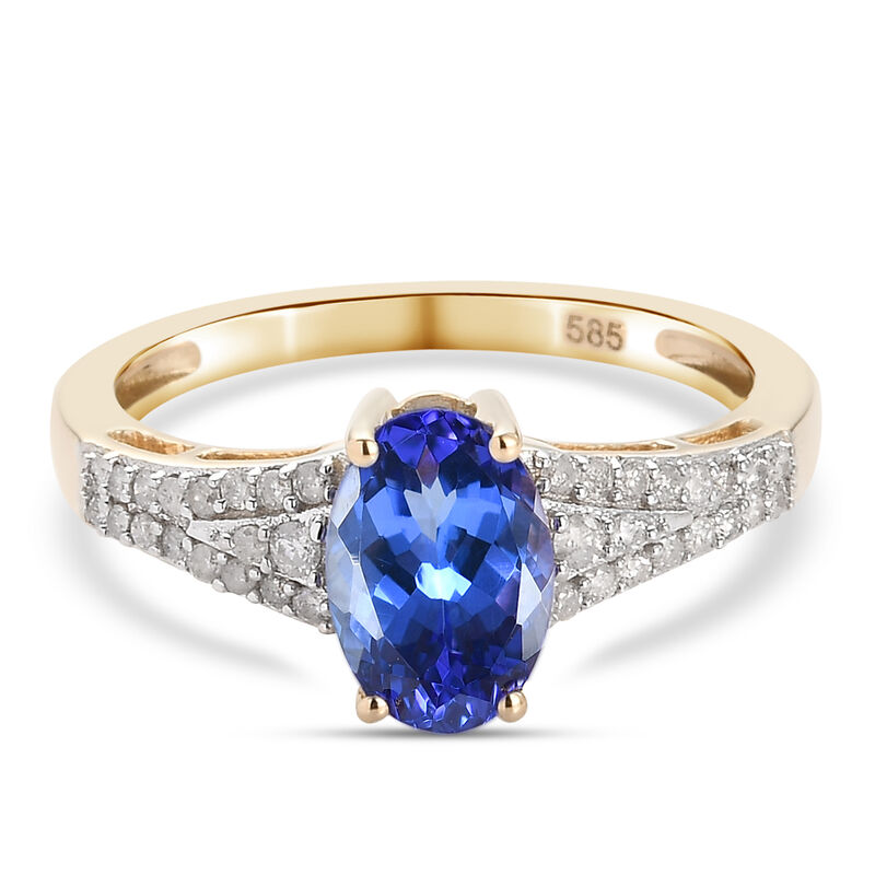 AAA Tansanit und Diamant-Ring, 585 Gelbgold  ca. 1,93 ct image number 0