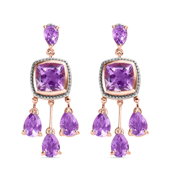 AA Rose De France Amethyst Ohrringe, 925 Silber ros&eacute;vergoldet ca. 9.19 ct