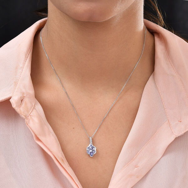 Tansanit und Zirkon-Anh&auml;nger, 925 Silber platiniert ca. 1,19 ct image number 2