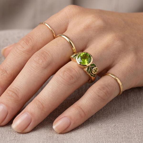 EVER TRUE AA Nat&uuml;rlicher Peridot Ring 950 Kupfer (Gr&ouml;&szlig;e 21.00) ca. 2.04 ct image number 2