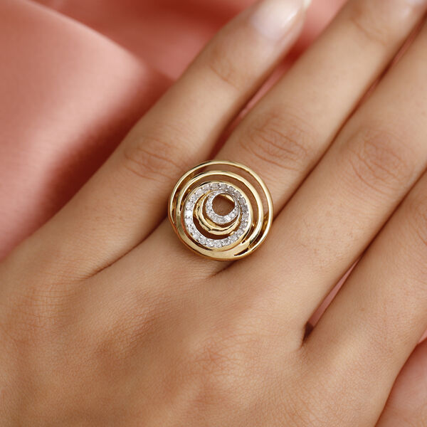 Diamant Ring 925 Silber Gelbgold Vermeil  ca. 0,33 ct image number 3