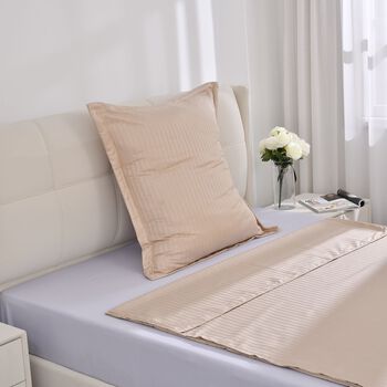 Bettw&auml;sche-Set aus 80% Baumwolle mit Satin-Streifen, 135x200 cm und 80x80 cm, Beige