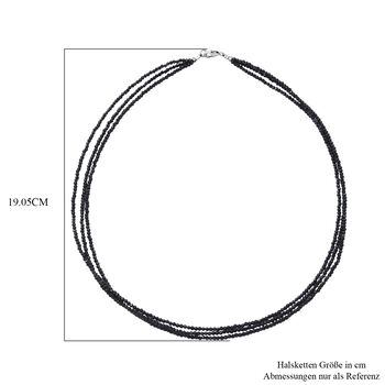 Schwarzer Spinell Halskette, ca. 45 cm, 925 Silber, ca. 45.00 ct